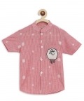 Boy Sheep Embroidered Cotton Shirt - Pink